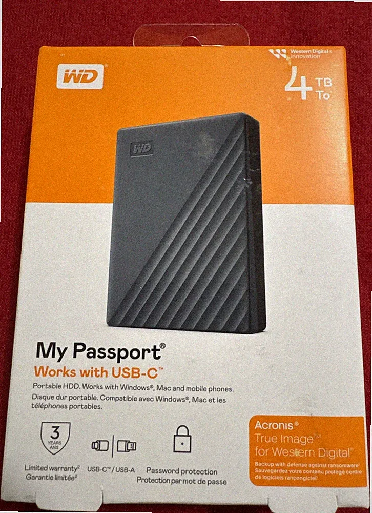 WD 4TB My Passport Portable External Hard Drive Silicon Grey-WDBRMD0040BGY-WESN