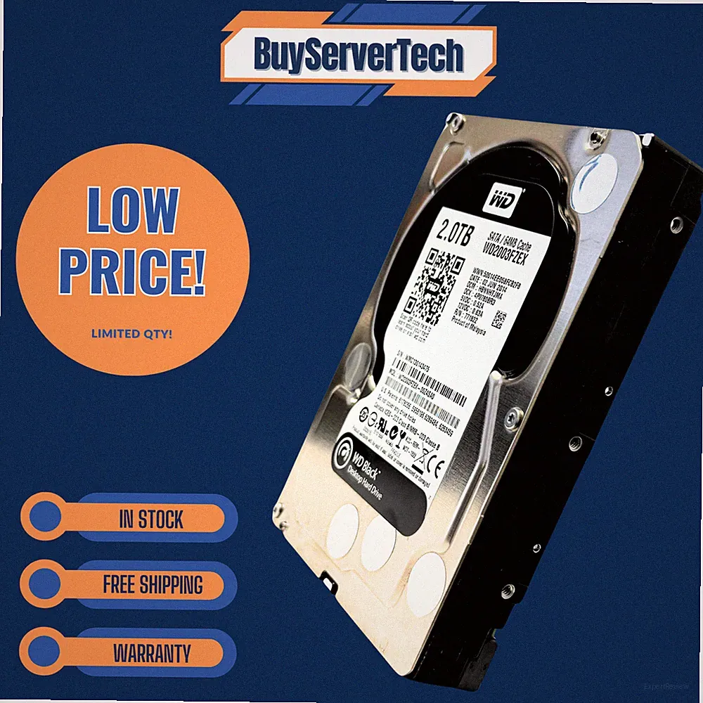 WD Black 2TB 7200RPM 3.5" SATA Internal Hard Drive (WD2003FZEX) Desktop HDD
