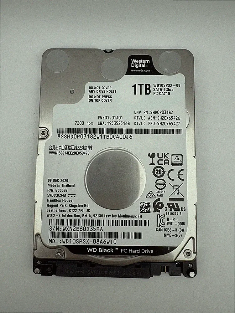 WD Black WD10SPSX-08A6WT0 1TB 7200RPM 2.5" SATA 6Gb/s Laptop Hard Drive - HD281A