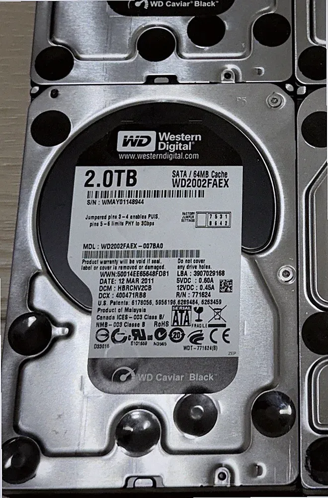 Western Digital WD2002FAEX-007BA0 2TB 3.5" SATA Black Hard Disk Drive